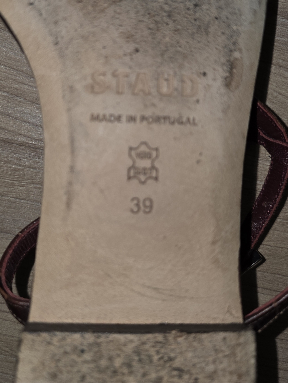 STAUD Chocolate Brown Croc-Embossed Strappy Square-Toe Sandals - Picture 8 of 8